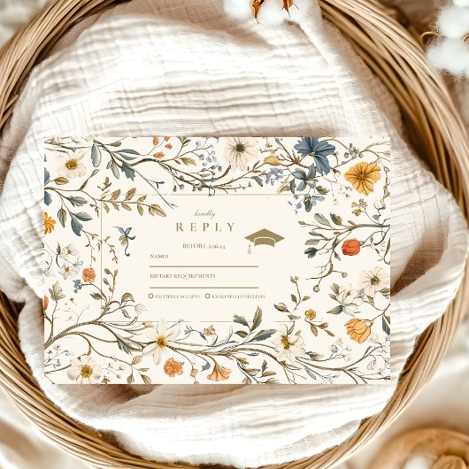 Elegante  Bloemen Afstuderen RSVP Card