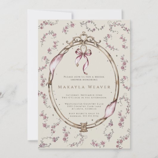 Elegante  Bloemen Antiek Lijst Vrijgezellenfeest Kaart (Voorkant)