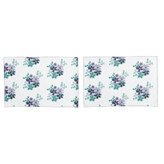 Elegante bloemen aqua groen paarse violet licht kussensloop