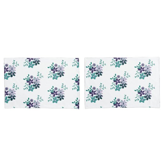 Elegante bloemen aqua groen paarse violet licht kussensloop (Voorkant-Set)