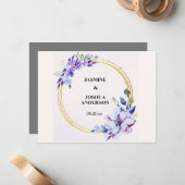 Elegante Bloemen Aquarel Gouden Cirkel Huwelijk Notitiekaartje (Voorkant / Achterkant in situ)
