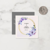 Elegante Bloemen Aquarel Gouden Cirkel Huwelijk Notitiekaartje (Voorkant / Achterkant in situ)