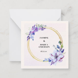 Elegante Bloemen Aquarel Gouden Cirkel Huwelijk Notitiekaartje