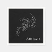 Elegante  Bloemen B/W Cocktaildouche Servet (Voorkant)