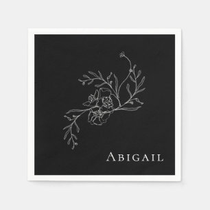 Elegante Bloemen B/W Cocktaildouche Servet