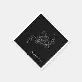 Elegante  Bloemen B/W Cocktaildouche Servet (Hoek)