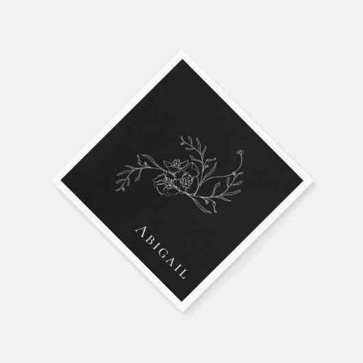 Elegante  Bloemen B/W Cocktaildouche Servet (Hoek)