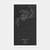 Elegante  Bloemen B/W Gast Papier Servet (Voorkant)