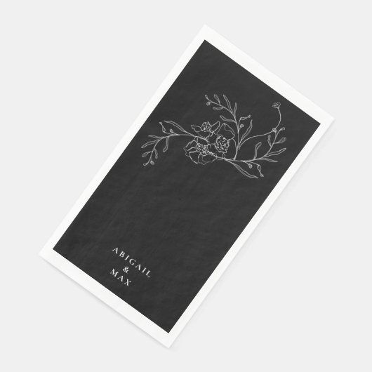 Elegante Bloemen B/W Gast Papier Servet (Hoek)