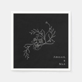 Elegante  Bloemen B/W Trouwcocktail Servet