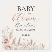 Elegante Bloemen Baby in Bloom Vierkante Sticker (Voorkant)