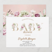 Elegante Bloemen Baby Shower Kaart (Voorkant / Achterkant)