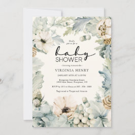 Elegante bloemen baby shower uitnodiging