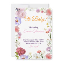 Elegante bloemen baby shower uitnodiging – Waterve