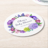 Elegante bloemen | BABY SHOWER WATERVERF Ronde Kartonnen Onderzetter (Gebogen)