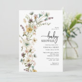 Elegante bloemen babyshower uitnodiging (Staand voorkant)