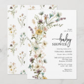 Elegante bloemen babyshower uitnodiging (Voorkant / Achterkant)