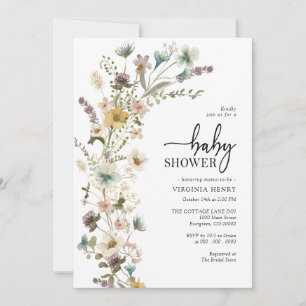 Elegante bloemen babyshower uitnodiging