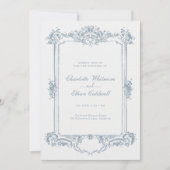 Elegante Bloemen Barok Ornament Lijst bruiloft Kaart (Voorkant)