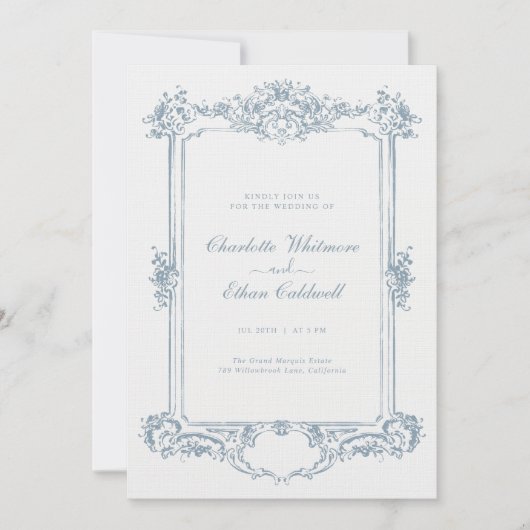 Elegante Bloemen Barok Ornament Lijst bruiloft Kaart (Voorkant)