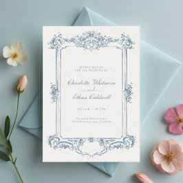 Elegante Bloemen Barok Ornament Lijst bruiloft Kaart