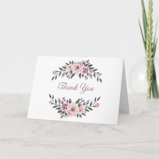 Elegante Bloemen Bedankkaart (Voorkant)