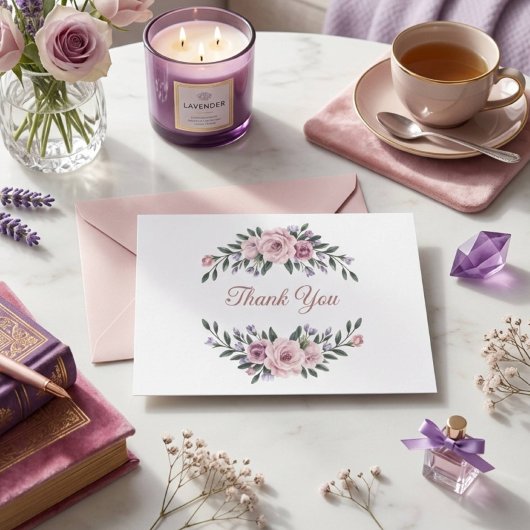 Elegante bloemen bedankkaart