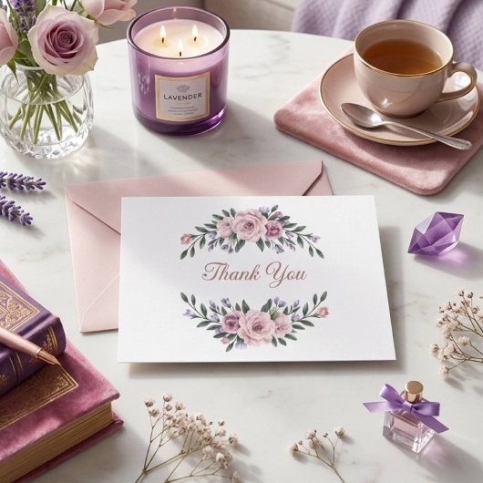 Elegante bloemen bedankkaart