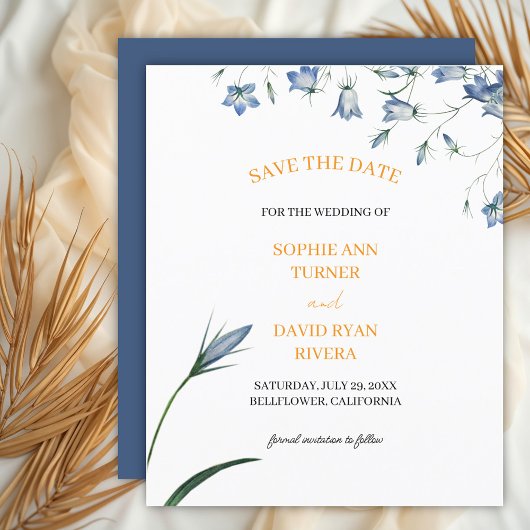 Elegante Bloemen Bellflower Budget Save the Date Flyer