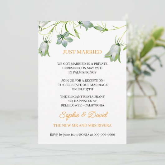 Elegante Bloemen Bellflower Net Getrouwd Huwelijk Kaart (Staand voorkant)