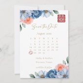 Elegante Bloemen Bewaar De Datum Chinese Huwelijk Kaart (Voorkant)