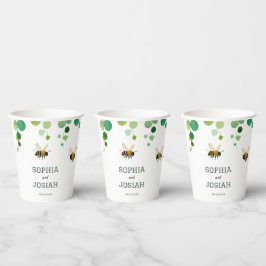 Elegante bloemen Bijen houden van natuurlijke brui Papieren Bekers