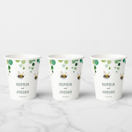 Elegante bloemen Bijen houden van natuurlijke brui Papieren Bekers (Multi)