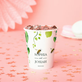 Elegante bloemen Bijen houden van natuurlijke brui Papieren Bekers