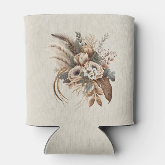 Elegante bloemen, bladeren en veren blikjeskoeler (Achterkant)