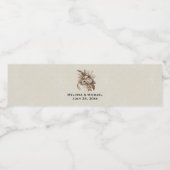 Elegante bloemen bladeren en veren bruiloft waterfles etiket (Enkel label)