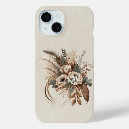 Elegante bloemen, bladeren en veren Case-Mate iPhone case (Achterkant)