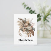 Elegante bloemen bladeren en veren dank u briefkaart (Staand voorkant)