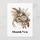 Elegante bloemen bladeren en veren dank u briefkaart (Voorkant)