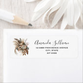 Elegante bloemen, bladeren en veren etiket (Insitu)