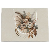 Elegante bloemen, bladeren en veren groot cadeauzakje (Voorkant)