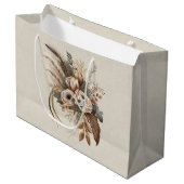 Elegante bloemen, bladeren en veren groot cadeauzakje (Voorkant Gekanteld)