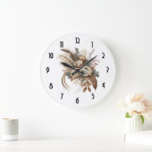 Elegante bloemen, bladeren en veren grote klok (Huis)