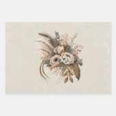Elegante bloemen, bladeren en veren inpakpapier vel (Voorkant)
