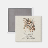 Elegante bloemen, bladeren en veren magneet (Voorkant / Achterkant)