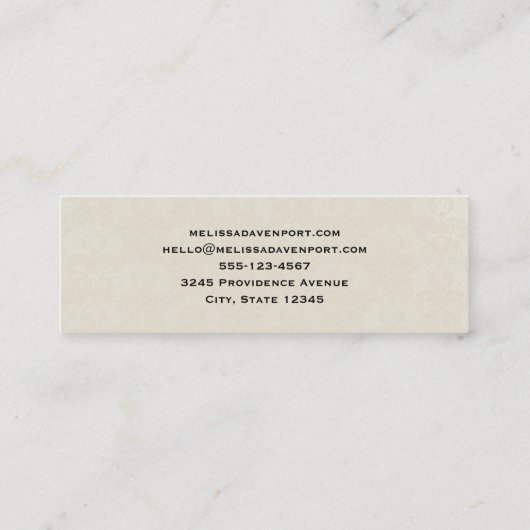 Elegante bloemen, bladeren en veren mini visitekaartje (Achterkant)