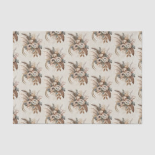 Elegante bloemen bladeren en veren patroon tissuepapier