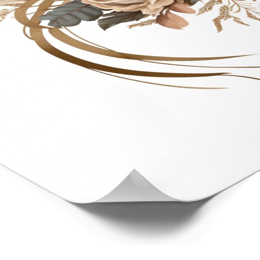 Elegante bloemen, bladeren en veren poster (Hoek)