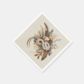 Elegante bloemen, bladeren en veren servet (Hoek)