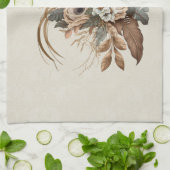 Elegante bloemen, bladeren en veren theedoek (Gevouwen)